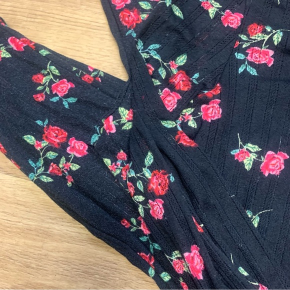 For Love and Lemons Pointelle Long Sleeve Pants Pajama Floral Rose set - Picture 8 of 16